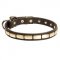 Leather Dog Collar with Decorative Plates for English Bulldog