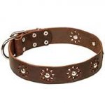 "Flower Symphony" Leather Dog Collar Spring Decor for Bulldogs