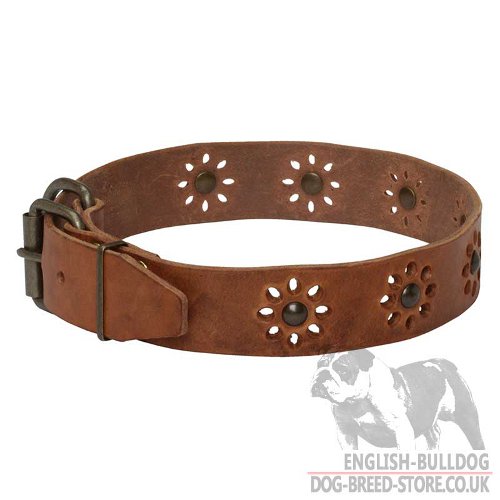 Flower Dog Collar Leather UK