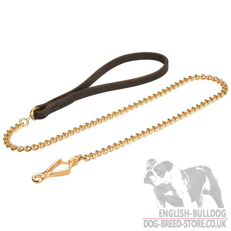 chain leash chain lead leather handle for bulldog 163 35 90 chain leash chain lead leather handle for bulldog 163 35 90