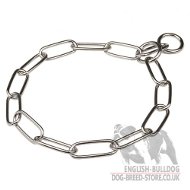 English Bulldog Collar Long Links Fur Saver Chain, Chrome-Plated