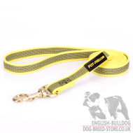 English Bulldog Lead of Yellow Nylon with Non-Slip Rubber Lines