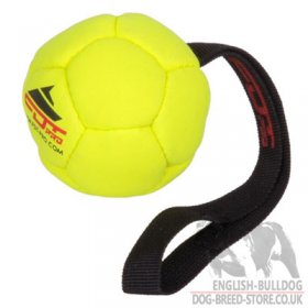 English Bulldog Dog Toy Yellow Ball with Handle