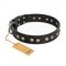 English Bulldog Collar "Jewelry Peas" FDT Artisan, Black Leather