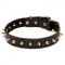 Leather Collar with One Row of Nickel-Plated Spikes for Bulldog