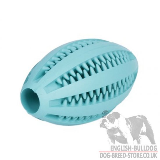 Dental Care Dog Toy "Denta Fun Rugby Ball" with Mint Flavor for Bulldog - Click Image to Close