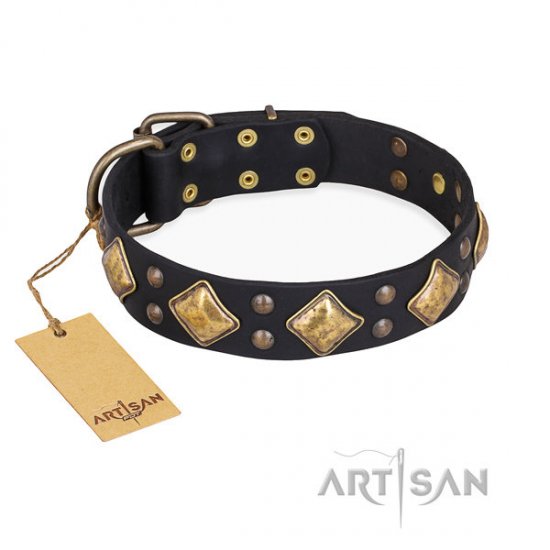 English Bulldog Collar "Fancy-Schmancy" Black Leather, Artisan