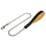 English Bulldog Dog Leash Chain with Nappa Padded Leather Handle_0