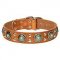 "A Diamond of Blue Water" English Bulldog Leather Dog Collar