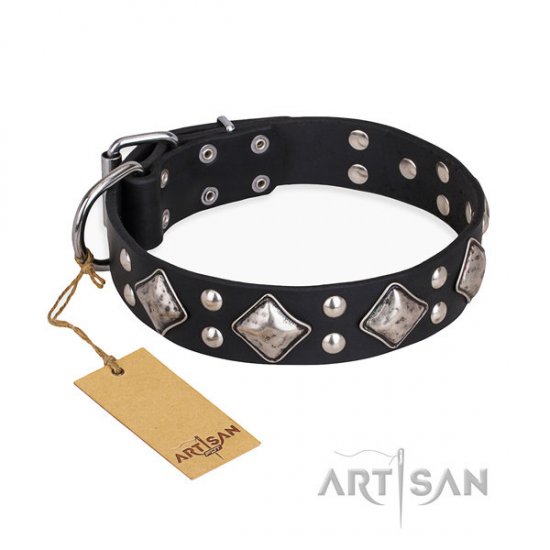 English Bulldog Collar "Smart Geometry" FDT Artisan in Black