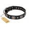 English Bulldog Collar "Black Tie" Silvery Decor by FDT Artisan