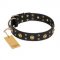 English Bulldog Dog Collar with Studs "Cosmic Glow" FDT Artisan