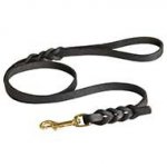 Elegant Handmade Braided Leather Dog Leash for English Bulldog