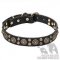 English Bulldog Collar of Leather with Bohemian Brass Decoration