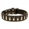 Stylish Dog Collar Leather and Nickel Plates for English Bulldog