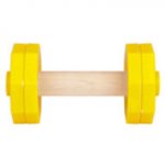 Retrieving Dog Dumbbell of Yellow Plastic and Wood for Bulldog