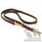 Dog Leash Hands Free, Brown Leather Lead for Bulldog (13 mm)