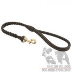 Leather Dog Lead with Braided Decoration for English Bulldogs