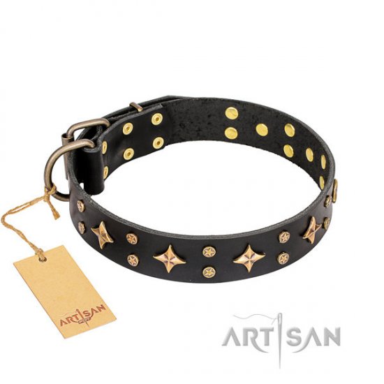 English Bulldog Collar FDT Artisan "A La Mode" in Black Leather