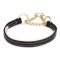 Bulldog Collar of Nappa Padded Leather with Brass-Plated Chain