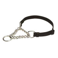 Nylon Martingale Collar with Chromized Chain for Bulldog