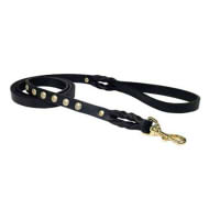 Designer Dog Leash of Fine Leather with Brass Studs for Bulldog