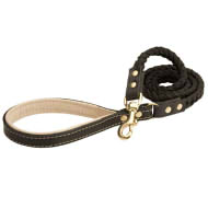 Braided Dog Lead with Nappa Padded Handle for English Bulldog