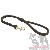Leather Dog Lead with Braided Decoration for English Bulldogs