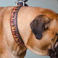 Bullmastiff Dog Collar "Don't Play with Fire", Exclusive Design