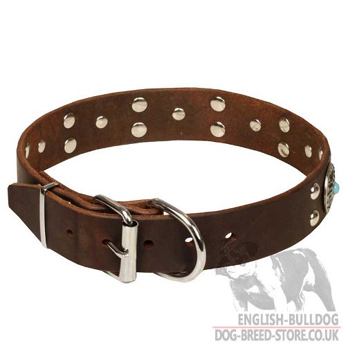 Leather Stone Dog Collars
