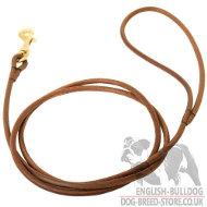 Dog Show Lead of Round Leather for English Bulldog, Classic