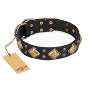 English Bulldog Collar "Fancy-Schmancy" Black Leather, Artisan