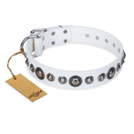 English Bulldog Collar "Ice Age" FDT Artisan, Snow White Leather English Bulldog Collar "Ice Age" FDT Artisan, Snow White Leather