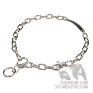 English Bulldog Collar Fur Saver Choke Chain with Name Plate English Bulldog Collar Fur Saver Choke Chain with Name Plate