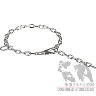 English Bulldog Collar Adjustable Chain Fur Saver with Snap Hook