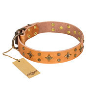 English Bulldog Collar "Top Flight" Beige Leather FDT Artisan English Bulldog Collar "Top Flight" Beige Leather FDT Artisan