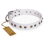 English Bulldog Collar of White Leather "Snowflake" FDT Artisan English Bulldog Collar of White Leather "Snowflake" FDT Artisan