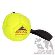 English Bulldog Dog Toy Yellow Ball with Handle