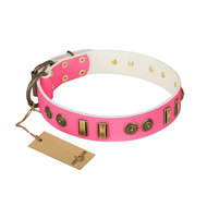 Female English Bulldog Collar Leather "Pink Amulet" FDT Artisan Female English Bulldog Collar Leather "Pink Amulet" FDT Artisan