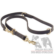 Hands Free Dog Leash of Genuine Leather for Bulldog (20 mm)