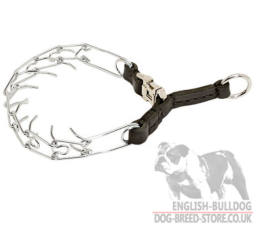 Dog Pinch Collar with Leather Loop for English Bulldog, 2.25 mm