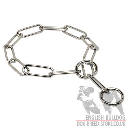Bestseller! Chrome Plated Fur Saver for Adult Bulldog, Steel Dog Collar UK - Click Image to Close