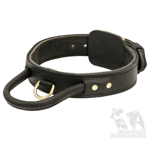 Bestseller! Agitation Dog Collar of Wide Leather with Handle for Bulldog - Click Image to Close