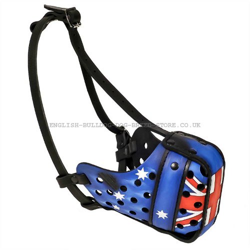 American Bulldog Muzzle Australia Style with Hand Painted Flag - Click Image to Close