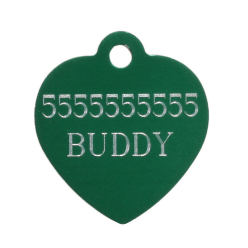 Bulldog ID Tag of Heart Shape with Custom-Made Engraving