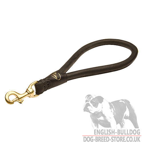 Dog Control Lead, Round Leather Pull Tab for English Bulldog - Click Image to Close