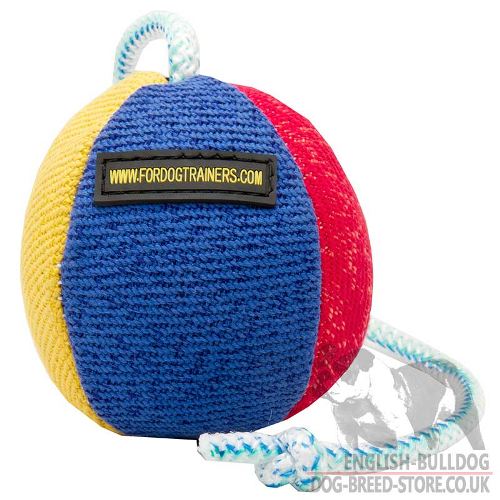 Dog Training Toy on Rope for Bulldog, Soft Ball of Large Size