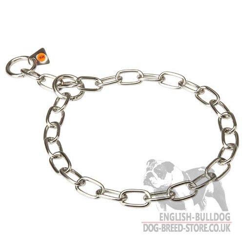 English Bulldog Collar Choke Chain Fur Saver of Stainless Steel - Click Image to Close