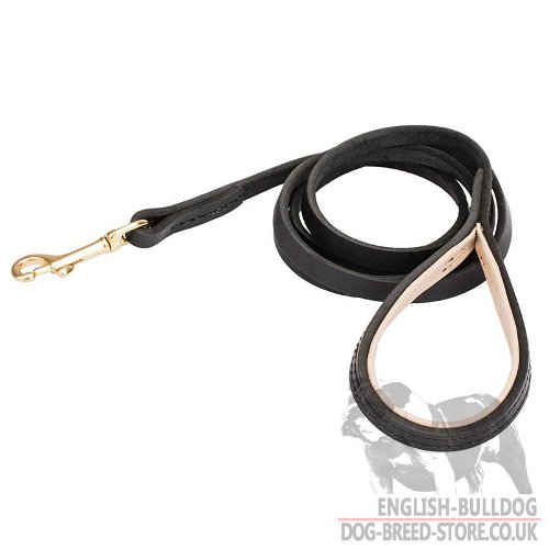 Leather Dog Leash with Nappa Padded Handle for Bulldog - Click Image to Close