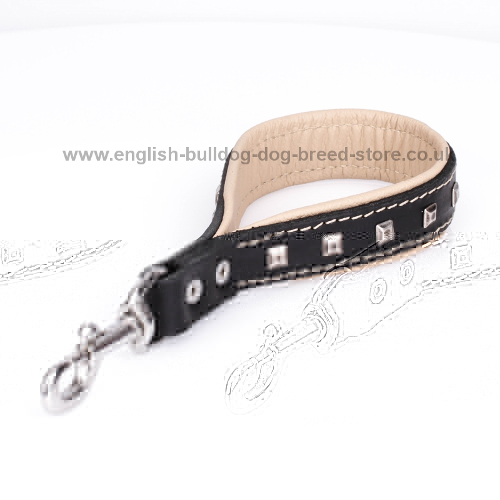 Short Dog Lead with Nappa Padded Handle and Stylish Decorations